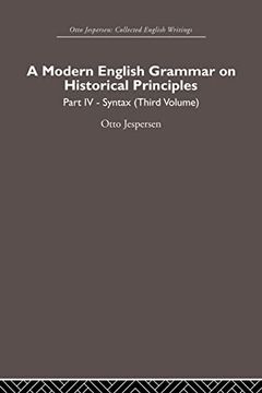 portada A Modern English Grammar on Historical Principles (Otto Jespersen) (en Inglés)