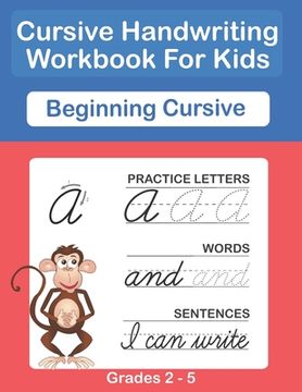 portada Cursive Handwriting Workbook For Kids. Cursive Handwriting Workbook For Kids Cursive for beginners workbook. Cursive letter tracing book. Cursive writ