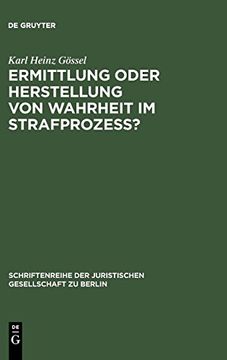 portada Ermittlung Oder Herstellung von Wahrheit im Strafprozeß? (in German)