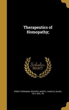 portada Therapeutics of Homopathy; (in English)