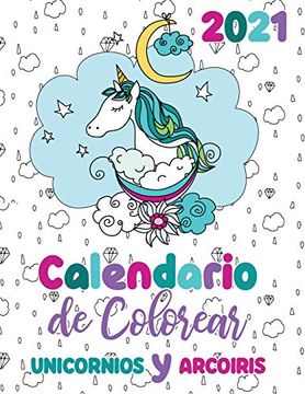 portada 2021 Calendario de Colorear Unicornios y Arcoiris
