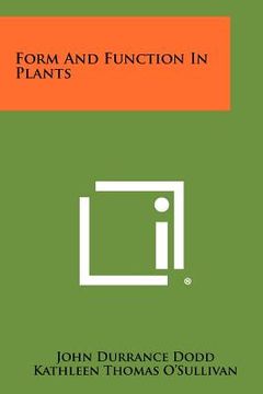 portada form and function in plants (en Inglés)