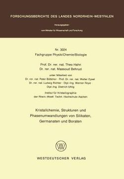 portada Kristallchemie, Strukturen Und Phasenumwandlungen Von Silikaten, Germanaten Und Boraten