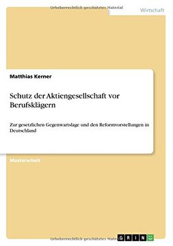 portada Schutz der Aktiengesellschaft vor Berufsklägern (German Edition)