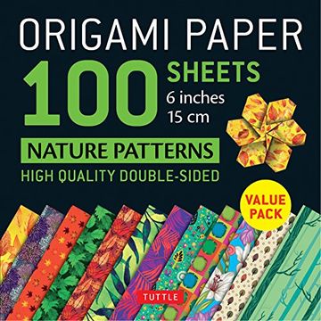 portada Origami Paper 100 Sheets Nature Patterns 6" (15 Cm): Tuttle Origami Paper: High-Quality Origami Sheets Printed With 12 Different Designs (Instructions for 8 Projects Included) (en Inglés)