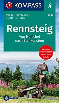 portada Kompass Wander-Tourenkarte der Rennsteig 1: 50. 000 (en Alemán)