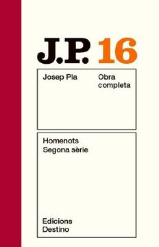 portada Homenots. Segona Sèrie: O. C. Josep Pla. Volum 16 (O. C. Pla) (en Catalá)