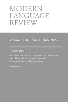 portada Modern Language Review (118: 3) July 2023 (in English)