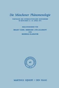 portada Die Münchener Phänomenologie: Vorträge Des Internationalen Kongresses in München 13.-18. April 1971 (in German)