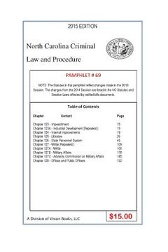 portada North Carolina Criminal Law and Procedure-Pamphlet 69 (en Inglés)