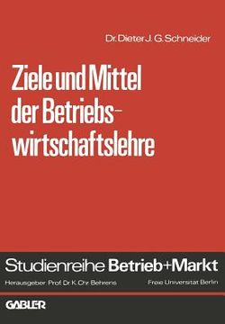 portada Ziele Und Mittel Der Betriebswirtschaftslehre (en Alemán)