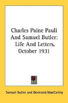 portada charles paine pauli and samuel butler: life and letters, october 1931 (in English)