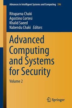 portada Advanced Computing and Systems for Security: Volume 2 (en Inglés)