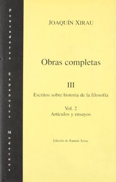 portada obras completas iii, 2: escritos sobre historia de la filosofía
