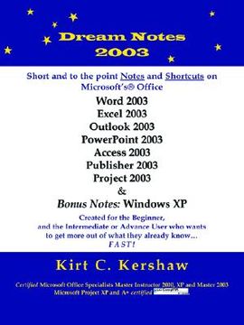 portada dream notes 2003: short and to the point notes and shortcuts on microsoft's office