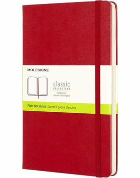 portada Moleskine 944378 Cuaderno Clásico con Páginas Lisas, Tapa Dura y Goma Elástica, Tamaño Grande (13 x 21 Cm), Rojo Escarlata (en Inglés)
