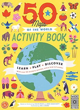 portada 50 Maps of the World Activity Book: Learn - Play - Discover With Over 50 Stickers, Puzzles, and a Fold-Out Poster (11) (The 50 States) (en Inglés)