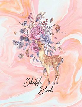 portada Sketchbook: Activity Sketch Book Watercolor Abstract Painting Instruction Large 8. 5 x 11 Inches With 110 Pages (Deer Watercolor Canvas Cover) (in English)