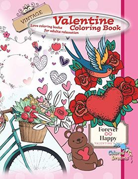 portada Vintage Valentine Coloring Book: Love Coloring Books for Adults Relaxation 
