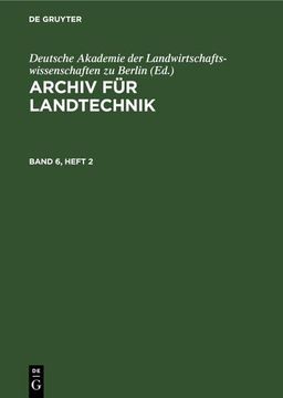 portada Archiv für Landtechnik. Band 6, Heft 2 (en Alemán)