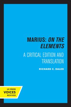 portada Marius: On the Elements: A Critical Edition and Translation (Volume 10) (Center for Medieval and Renaissance Studies, Ucla) (in English)