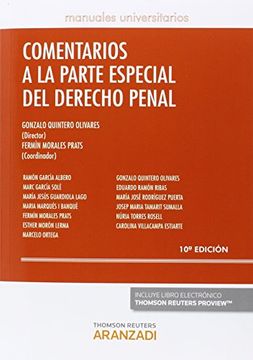 portada Comentarios Partes Especial Derecho Penal (Manual Universitario 2016) (in Spanish)