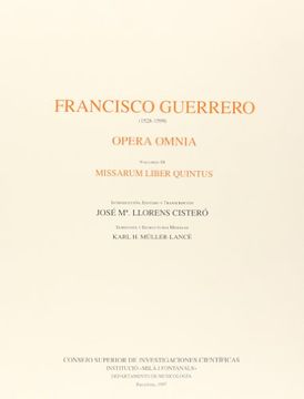 portada Opera omnia. Tomo IX. Misarum liber quintus (Monumentos de la Música Española)