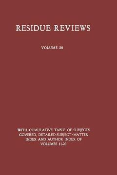 portada Residue Reviews: Residues of Pesticides and Other Foreign Chemicals in Foods and Feeds (in English)