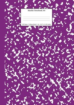 portada Marble Notebook A4: Purple Marble College Ruled Journal (en Inglés)