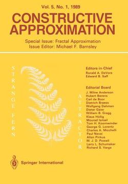 portada Constructive Approximation: Special Issue: Fractal Approximation (en Inglés)