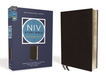 portada Niv Study Bible, Fully Revised Edition, Bonded Leather, Black, red Letter, Comfort Print (in English)