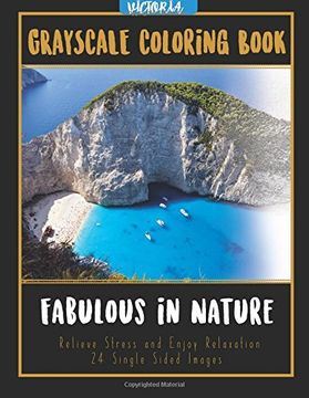 portada Fabulous in Nature: Landscapes Grayscale Coloring Book Relieve Stress and Enjoy Relaxation 24 Single Sided Images: Volume 8 (grayscale coloring books for stress relief & mindfulness)