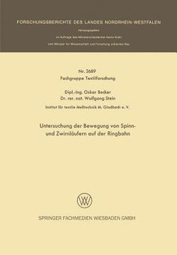 portada Untersuchung Der Bewegung Von Spinn- Und Zwirnläufern Auf Der Ringbahn (en Alemán)