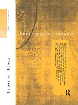 portada Performance Research: Letters from Europe (en Inglés)