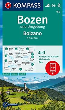 portada Kompass Wanderkarte 154 Bozen und Umgebung / Bolzano e Dintorni 1: 25. 000 (en Alemán)