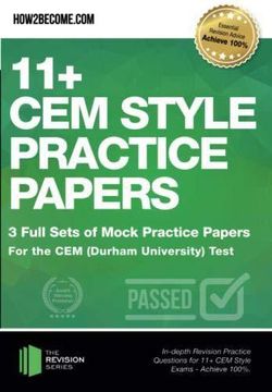 portada 11+ Cem Style Practice Papers: 3 Full Sets Of Mock Practice Papers For The Cem (durham University) Test (in English)