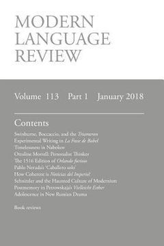 portada Modern Language Review (113: 1) January 2018 (en Inglés)