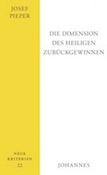 portada Die Dimension des Heiligen Zurückgewinnen (in German)