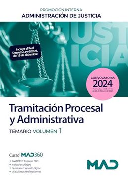 portada Cuerpo de Tramitación Procesal y Administrativa (Promoción Interna) de la Administración de Justicia. Temario Volumen 1