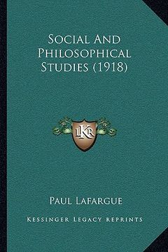 portada social and philosophical studies (1918) (in English)