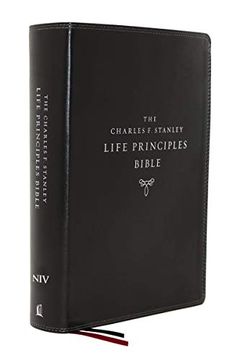portada Holy Bible: New International Version, Charles f. Stanley Life Principles Bible, Black, Leathersoft, Thumb Indexed, Comfort Print (en Inglés)