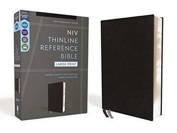 portada Niv, Thinline Reference Bible, Large Print, European Bonded Leather, Black, red Letter, Comfort Print (en Inglés)