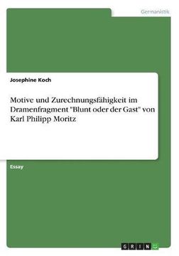 portada Motive und Zurechnungsfhigkeit im Dramenfragment Blunt Oder der Gast von Karl Philipp Moritz (en Alemán)