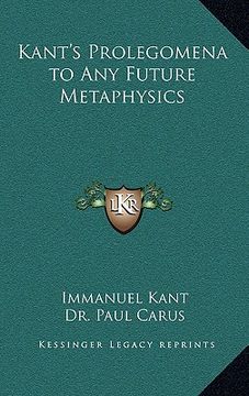portada kant's prolegomena to any future metaphysics (en Inglés)