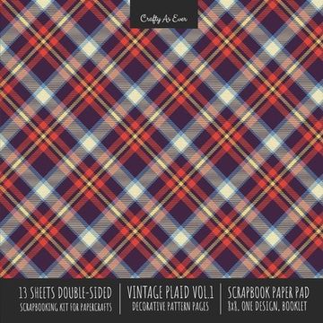 portada Vintage Plaid 1 Scrapbook Paper Pad 8x8 Scrapbooking Kit for Cardmaking Gifts, DIY Crafts, Printmaking, Papercrafts, Decorative Pattern Pages