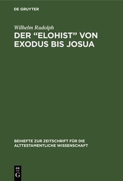 portada Der "Elohist" von Exodus bis Josua (en Alemán)