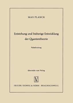portada Entstehung und bisherige Entwicklung der Quantentheorie (in German)