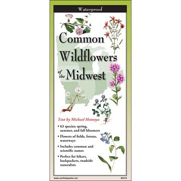 portada Earth sky + Water Foldingguide™ - Common Wildflowers of the Midwest - 10 Panel Foldable Laminated Nature Identification Guide (en Inglés)
