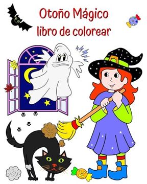 portada Otoño Mágico, libro de colorear: ¡Personajes lindos e ilustraciones de otoño que a los niños les encantarán!