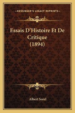 portada Essais D'Histoire Et De Critique (1894) (in French)